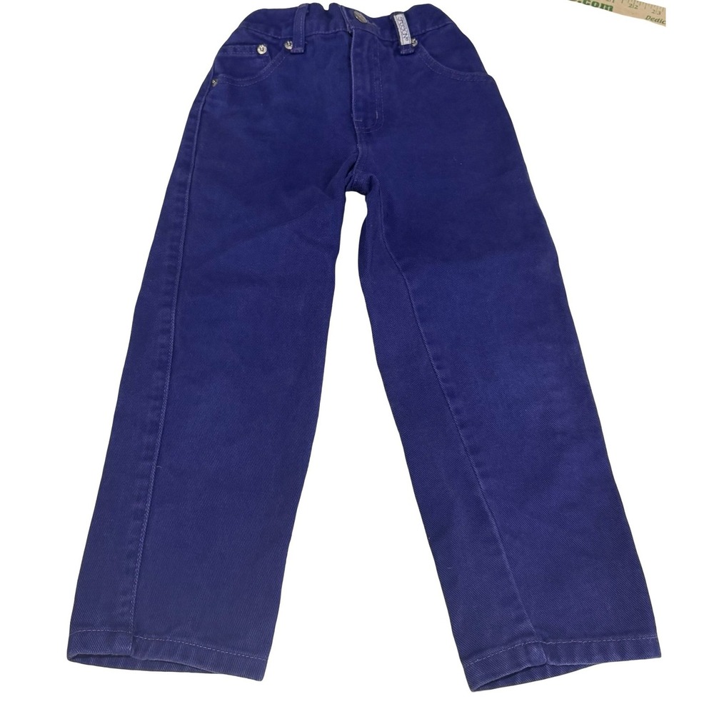 Y2K Sasson Kids Vintage Purple Denim‎ Jeans Straight Leg Elastic Back Size 5